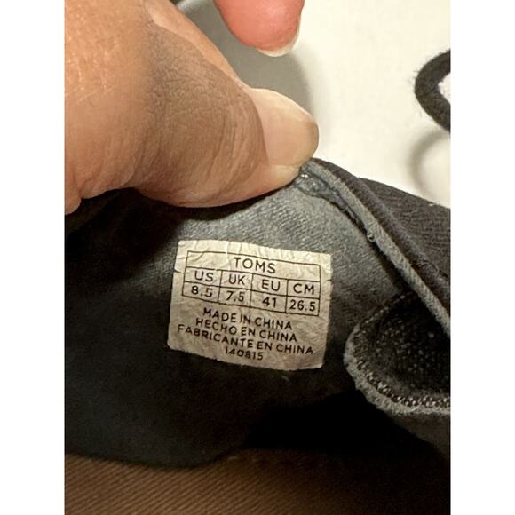 Toms Mens Size 8.5 Black Grey Cotton Twill Wool Lace Up Brogues Shoes EU 41 - Picture 8 of 9